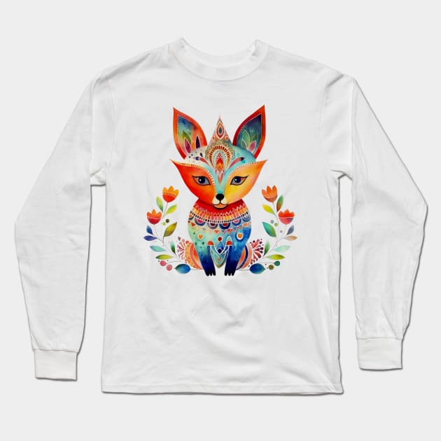 Fox Long Sleeve T-Shirt by RosaliArt